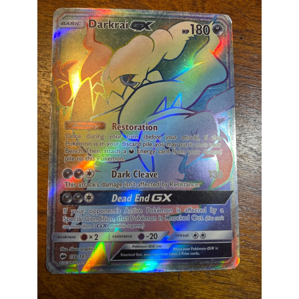 Pokemon Darkrai GX 158/147 Secret Rare Rainbow Holo Burning Shadows Sun & Moon